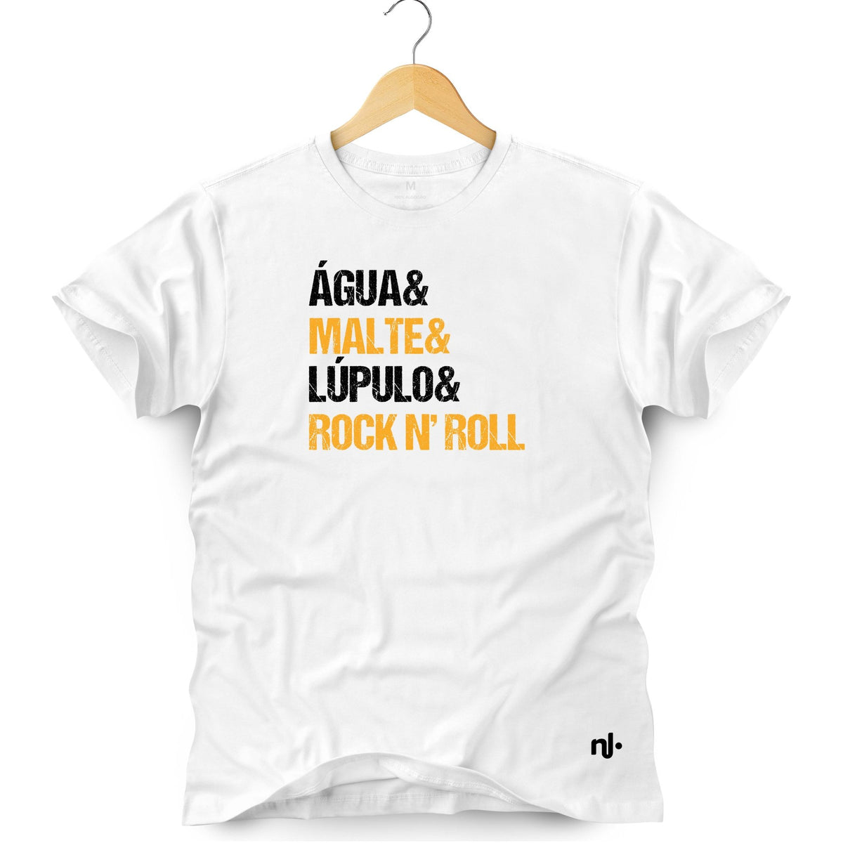 Camiseta Masculina Água& Malte& Lupulo& Rock n' Roll