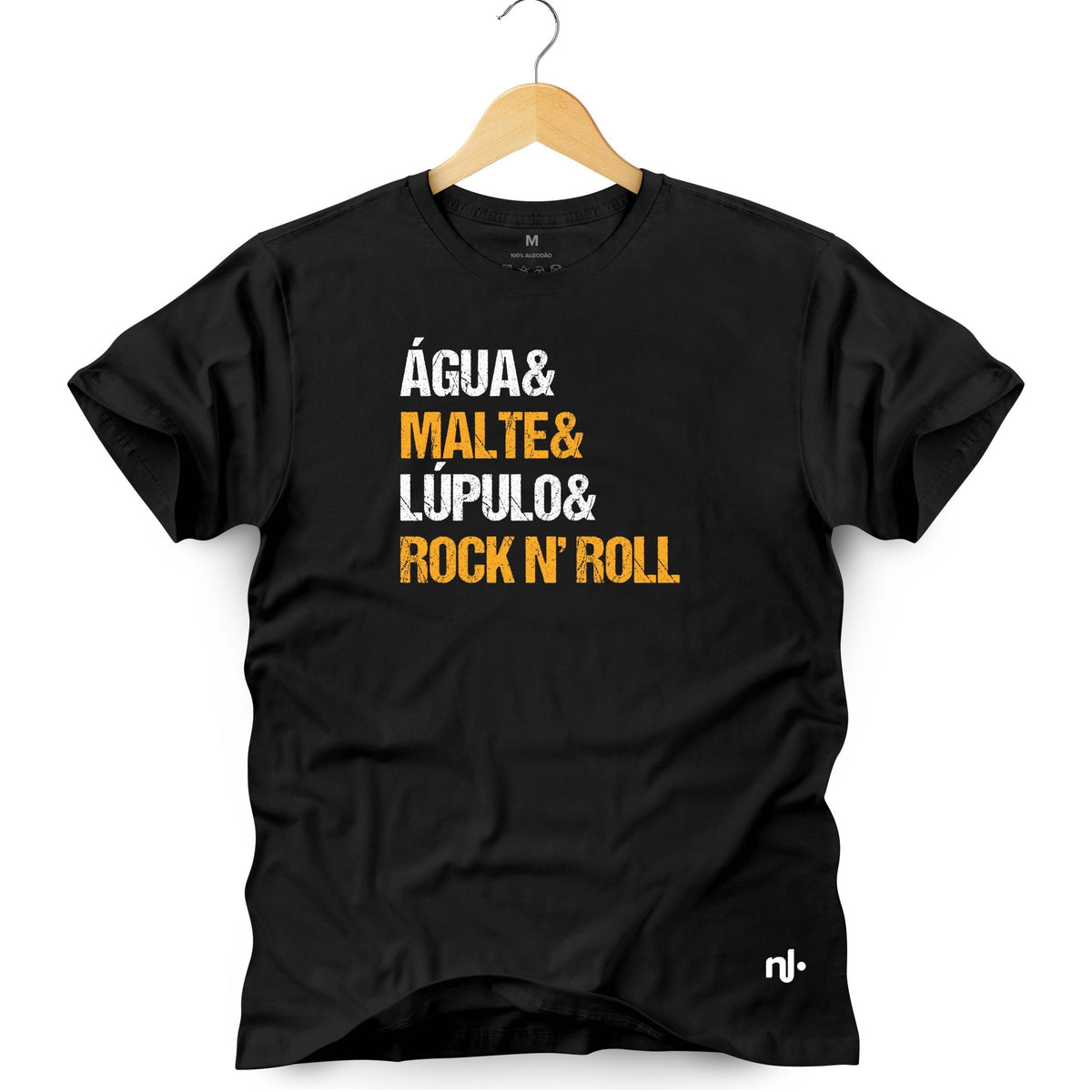 Camiseta Masculina Água& Malte& Lupulo& Rock n' Roll