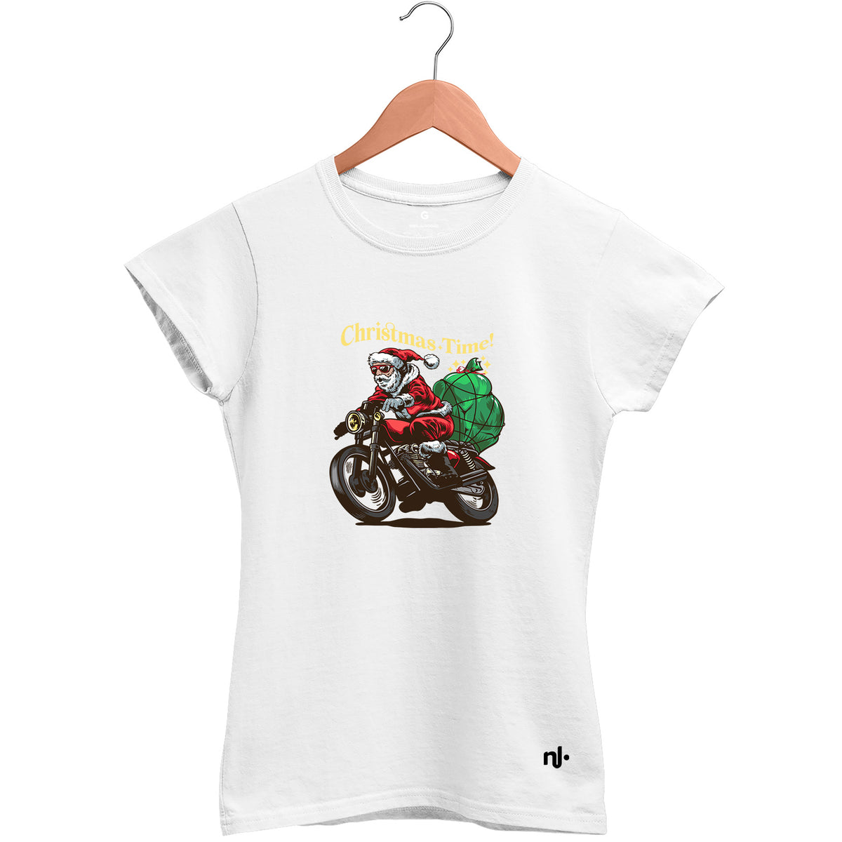 Camiseta Feminina Babylook Noel Moto