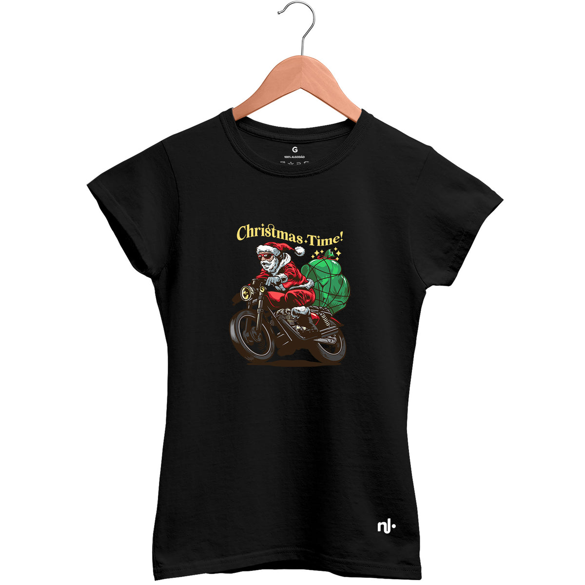 Camiseta Feminina Babylook Noel Moto