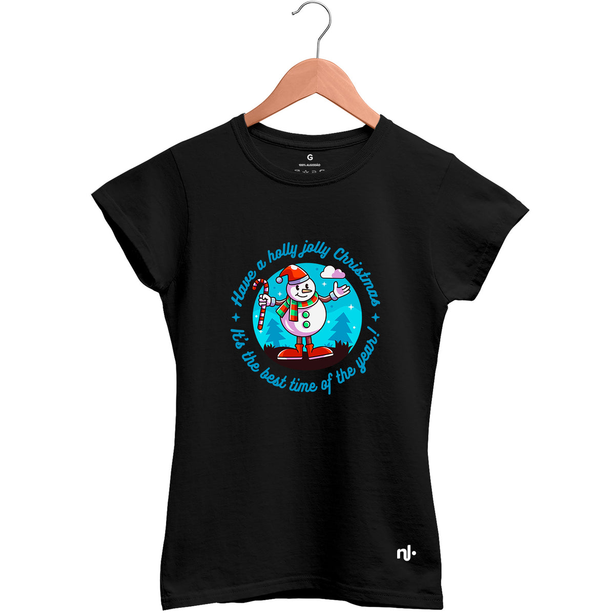 Camiseta Feminina Babylook Boneco de Neve