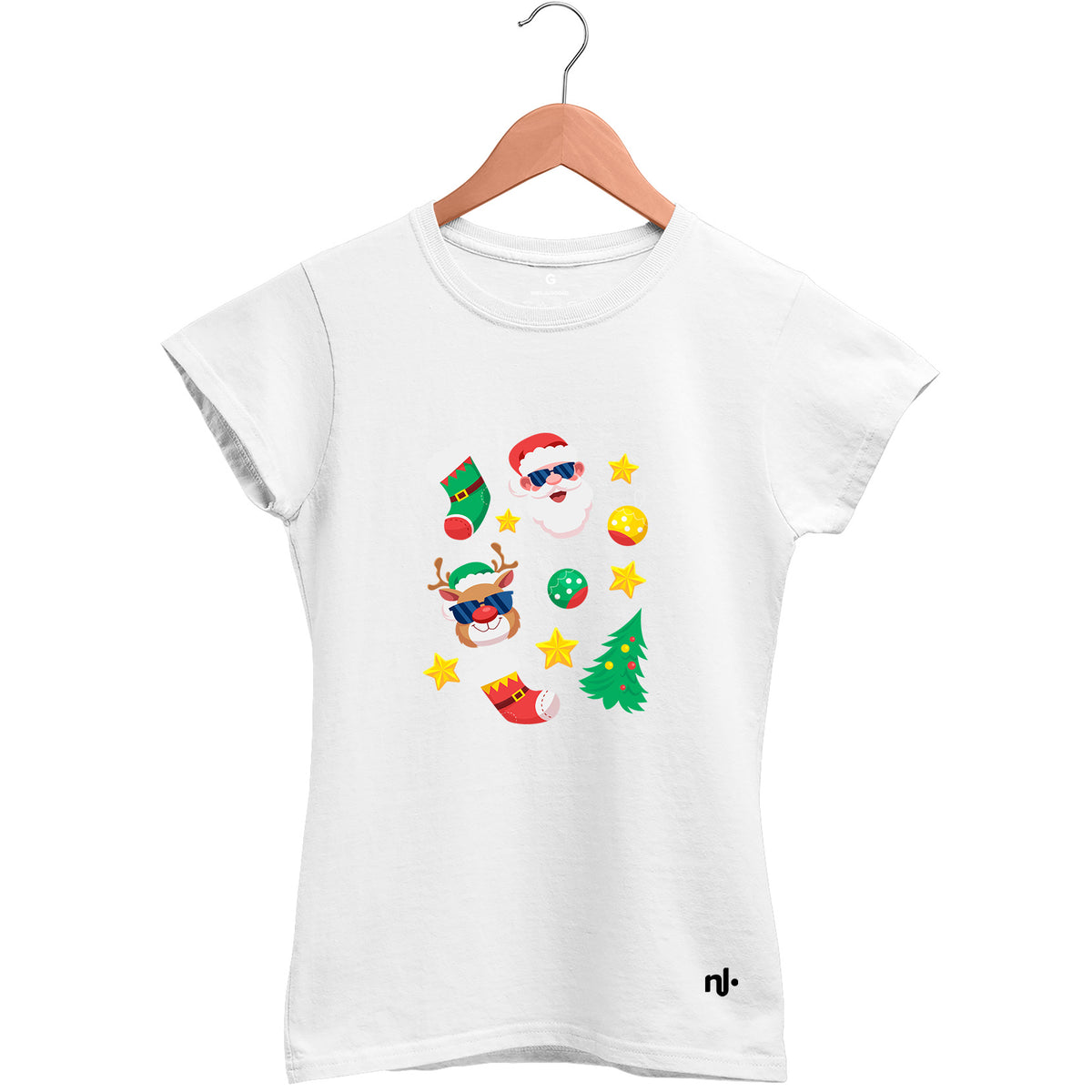 Camiseta Feminina Babylook Cool Santa