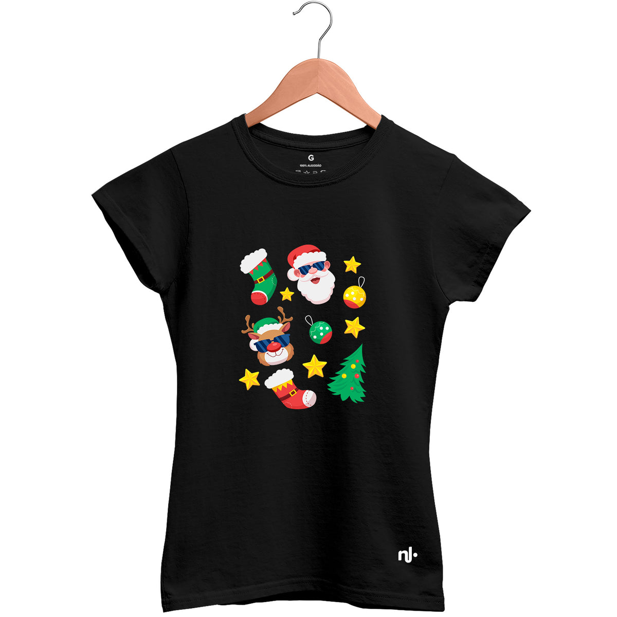 Camiseta Feminina Babylook Cool Santa