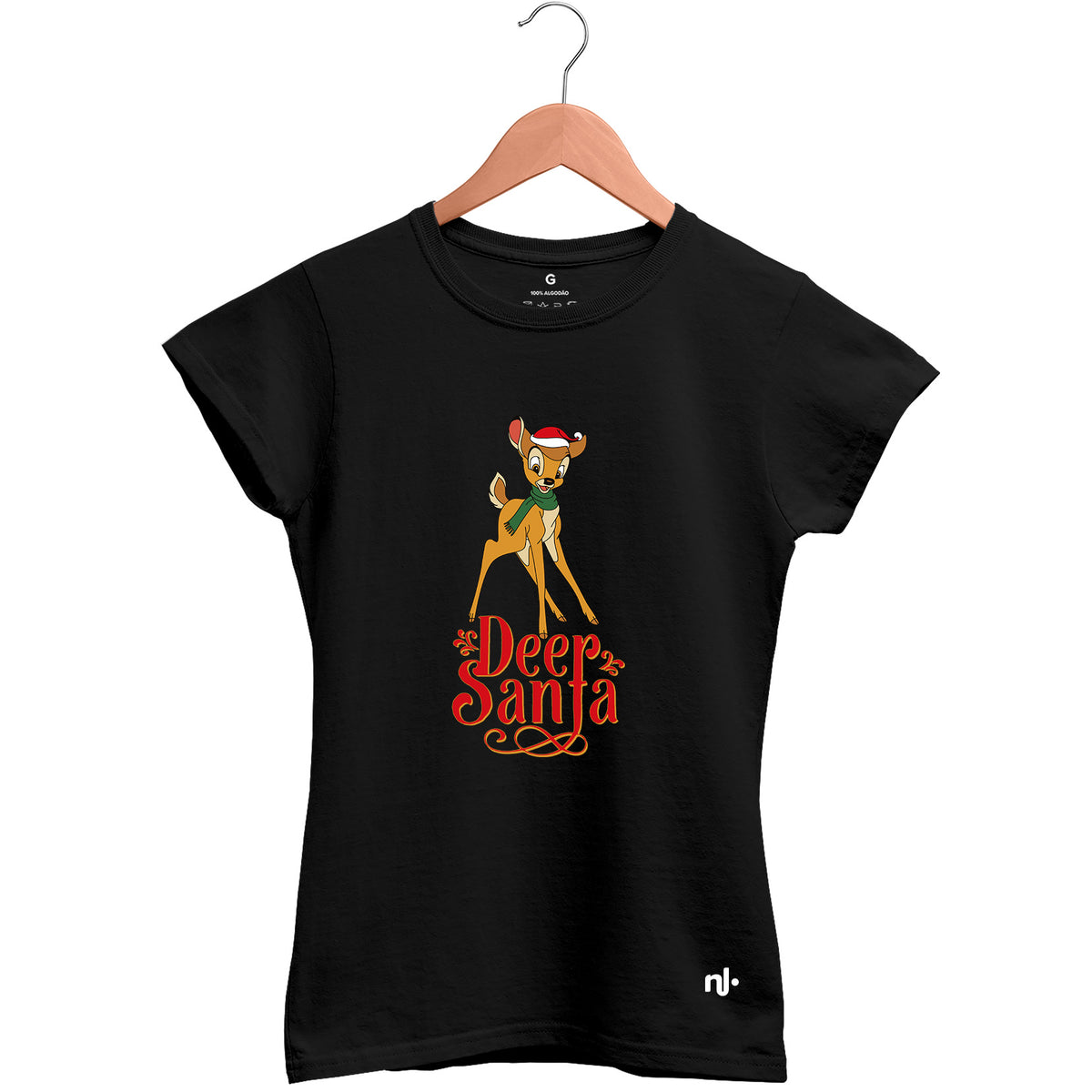 Camiseta Feminina Babylook Deer Santa