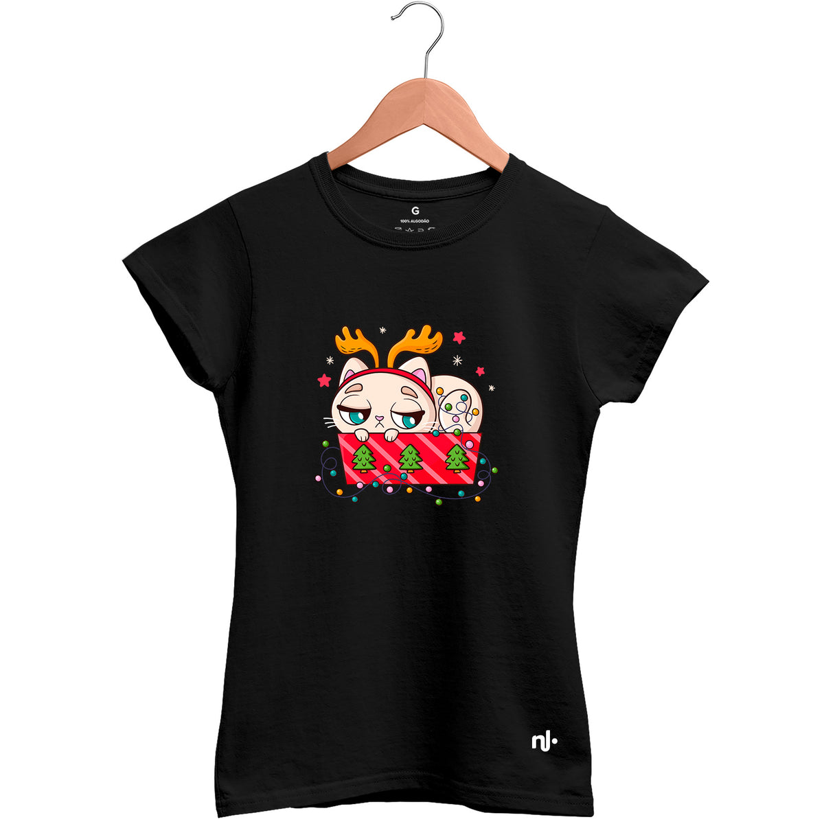 Camiseta Feminina Babylook Gato Rena