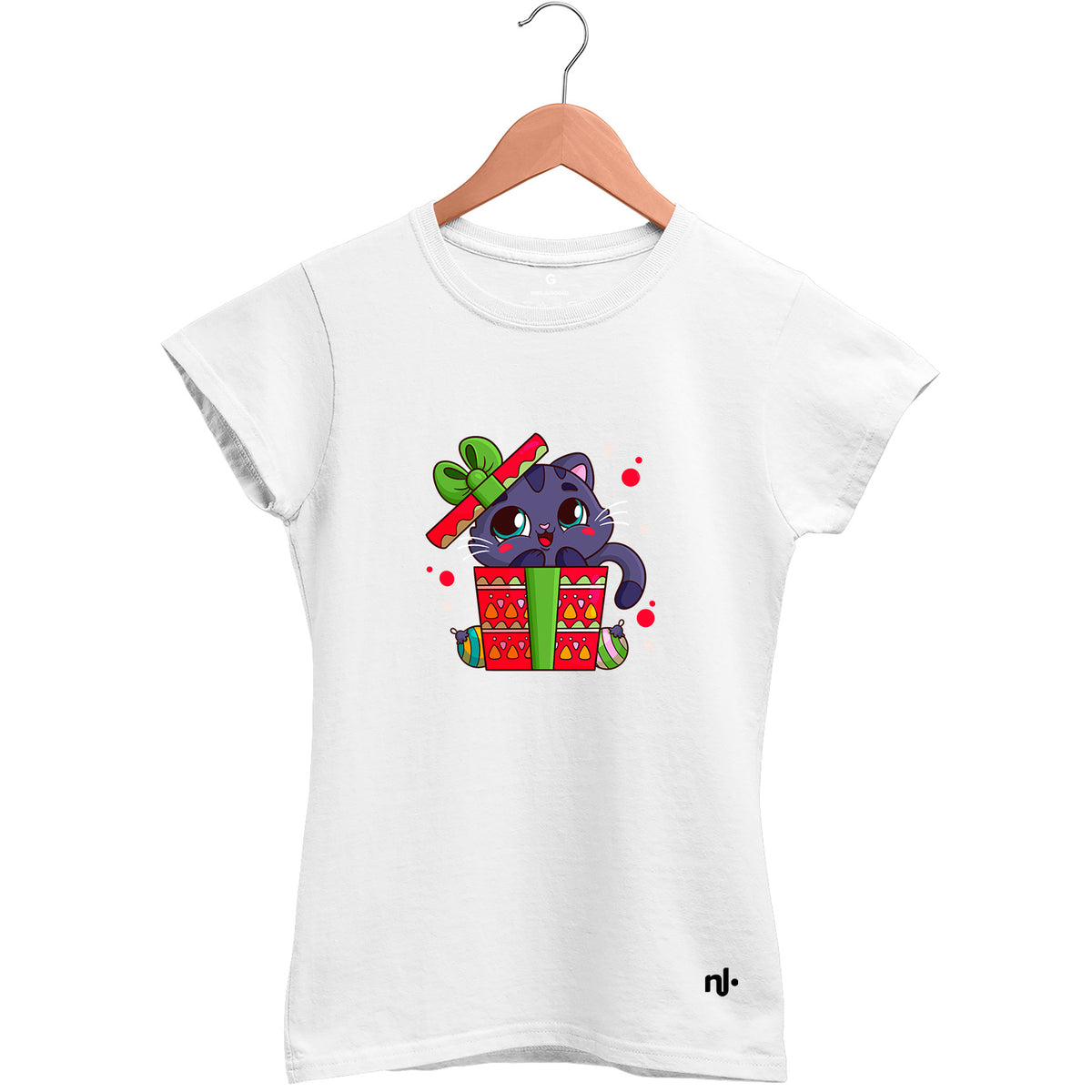 Camiseta Feminina Babylook Presente Gato